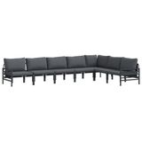 vidaXL - Banc de jardin - Set - 7 - pièces - Noir - Acier