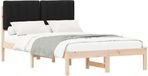 vidaXL Bedframe met gevoerd hoofdeinde, zwart, 120 x 190 cm
