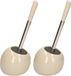 5five 2x WC-/Toiletborstel met houder rond - Beige glans - Keramiek - 36 cm