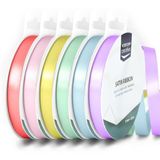Vaessen Creative Satijnlint 9 mm x 10 m - Dubbelzijdig Stoffen Lint - Cadeaulint op Rol voor Cadeauverpakkingen, Decoraties, Knutselen en DIY - Pastel kleuren - 6 Stuks