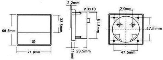 Analoge Paneelmeter Voor Dc Stroommetingen 15A Dc / 70 X 60Mm