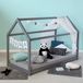 Homestyle4u Kinderbed - 90x200 cm - Eenpersoonsbed - Huisbed - grijs