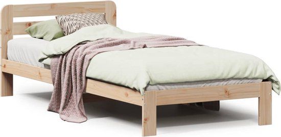 vidaXL Bedframe Massief Grenenhout 90x200 cm Naturel