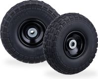 Merkloos Relaxdays 2x steekwagenwiel 4.1/3.5-4'' - tot 150 kg - 260x85mm - massief rubber - zwart