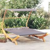 Prolenta Maison Exclusive - Ligbed met zonnedak, 165x203x138 cm, massief beuken hout, antracietkleurig