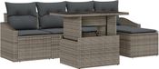 vidaXL Tuinbank Set 6-delig Grijs Poly Rattan