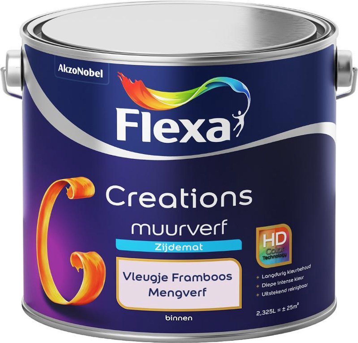 FLEXA Creations - Muurverf Zijde Mat - Vleugje Framboos - 2,5 liter