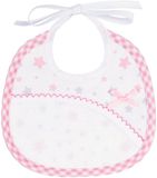 Filet Bol Filet - Slabbetje voor pasgeborenen van katoenpiqué met veelkleurige sterrenprint | Aida-zakje voor borduren | Afmetingen: 18 x 18 cm | Gemaakt in Italië, roze