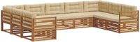 vidaXL - Hoek loungeset - 9 zitplaatsen - Natuurlijk en beige - Massief acaciahout