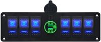 ProRide Schakelpaneel 12V voor Auto/Boot - USB Stopcontact 2 Poorten met Schakelaar - QC3.0 - PUSB1QC-G - 6 schakelaars - Groen