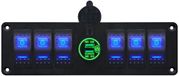 ProRide Schakelpaneel 12V voor Auto/Boot - USB Stopcontact 2 Poorten met Schakelaar - QC3.0 - PUSB1QC-G - 6 schakelaars - Groen