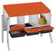 Nesting box for chickens - Nest with 3 compartments, on legs - Suitable for floor and wall mounting - Automatic egg collection function - Galvanized steel - Orange