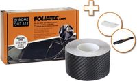 Foliatec Chrome Out Set auto sierlijsten folie sierstrips voor het folieren van auto chroomlijsten, carbon glanzend, 15 m x 5 cm