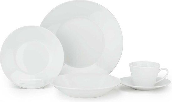 Servies 20-delig Galaxy White - Porselein - Wit - 4 personen - Vaatwasserbestendig