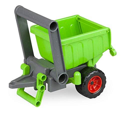 Lena 04214 - EcoActives groene aanhangwagen, aanhanger ca. 20 cm voor EcoActives tractor, kunststof aanhangwagen met natuurlijke houtgeur door houtaandeel, speelgoedaanhangwagen, vanaf 2 jaar, groen