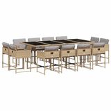 vidaXL 13-delige Tuinset met kussens poly rattan gemengd beige