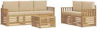 vidaXL - Bank loungeset - Polyester - Wit en Beige - 5 zitplekken