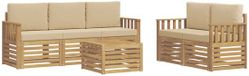 vidaXL - Salon de jardin - Polyester - Blanc et Beige - 5 places
