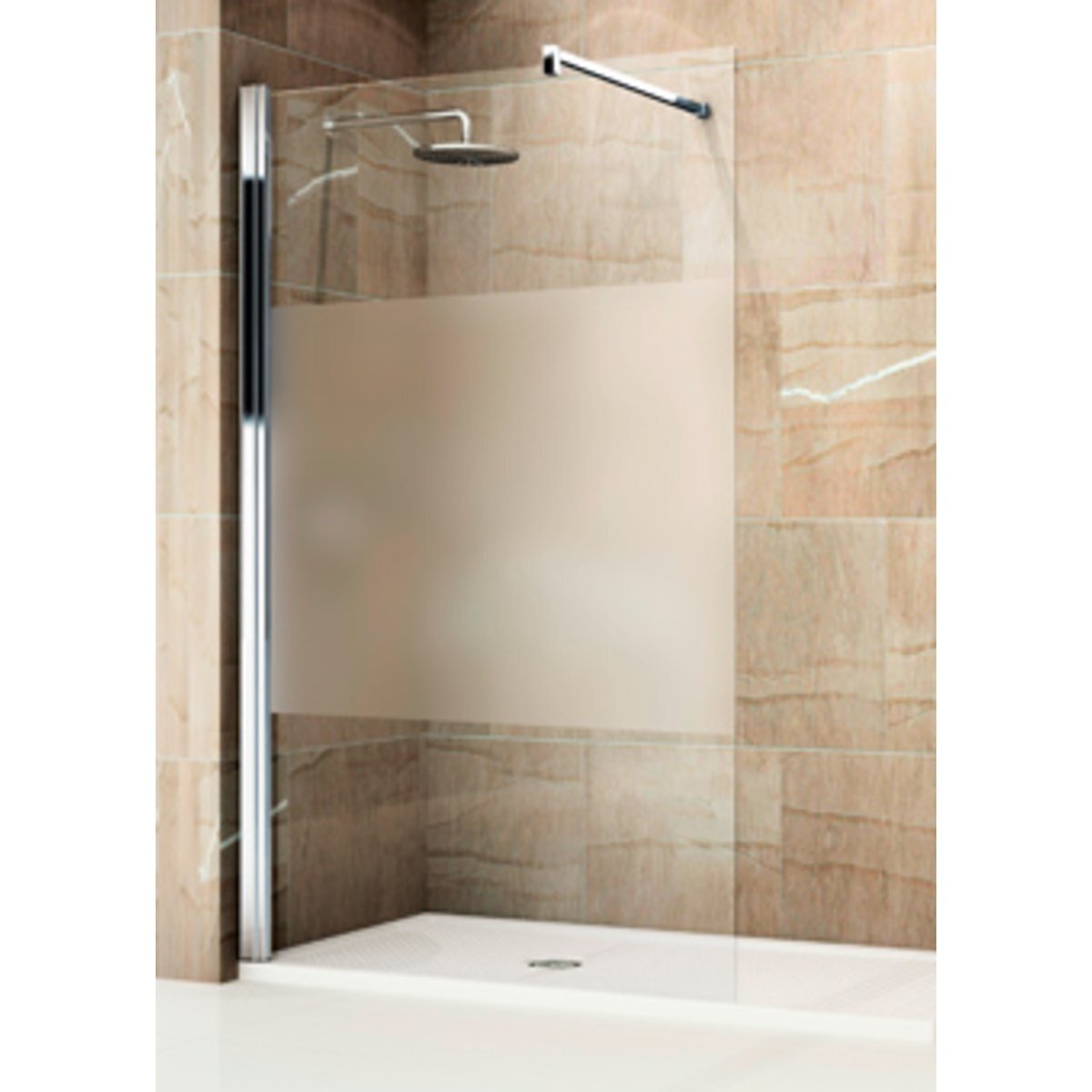 Novellini Giada inloopdouche H 118 120x195cm met muursteun 100cm mat-chroom profiel en helder glas GIADAH120-1B