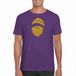 Bellatio Decorations Kerst T-shirt voor heren - Kerstman hoofd - paars - glitter goud - Kerstkleding S