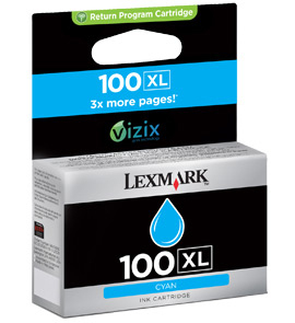 Lexmark 100XL Cyan High Yield Return Program Ink Cartridge single pack / cyaan
