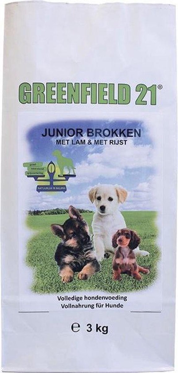 Greenfields Hondenvoer | Greenfield 21 Puppy / Junior Lam & Rijst Brokken | 3 kg