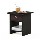 Furinno Dario Eindtafel/Nachtkastje Opbergplank met Bin Lade, Espresso/Bruin