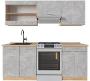 Vicco R-Line Complete keukeneenheid – 200 cm, WB Eik Beton/gouden eik