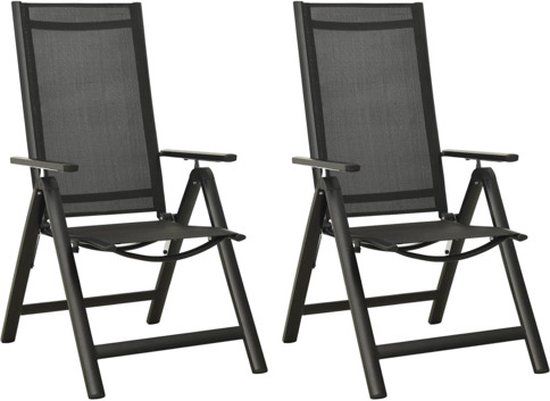 vidaXL Opklapbare stoelen, 2 stuks, van textiel en aluminium, zwart