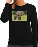 Bellatio Decorations Bol Dieren sweater olifanten foto - zwart - dames - XS