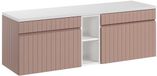 Vente-unique meuble bas suspendu avec niches - Rose - B140 cm - SATARA