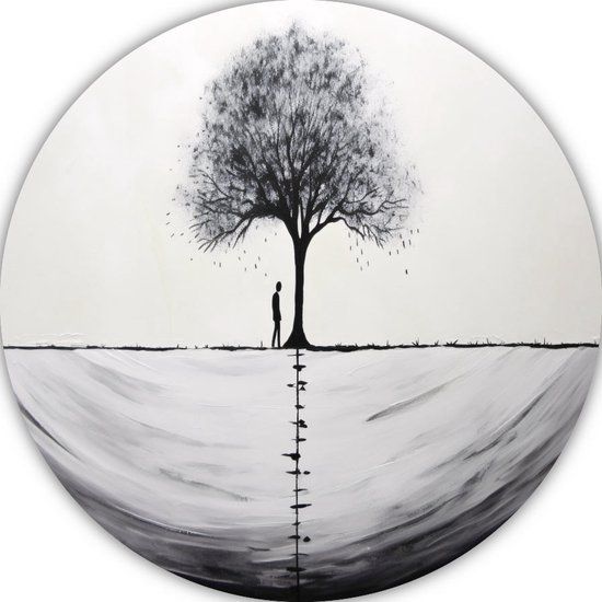 Merkloos / Sans marque Boom schilderij - Natuur wandcirkels - Wandpaneel Schaduw - Landelijk schilderij - Wandcirkels - Muur kunst muurcirkel forex 50x50 cm