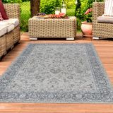 Tapis d'extérieur, design vintage, salon et terrasse, gris, 80 x 300 cm