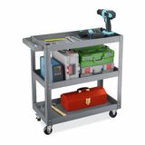 Relaxdays Gereedschapswagen - leeg - verrijdbaar - 76 x 78 x 35 cm - 3 etages - grijs