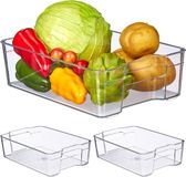 Merkloos Relaxdays 3x koelkast organizer - plastic - keuken organizer - opbergbak - transparant