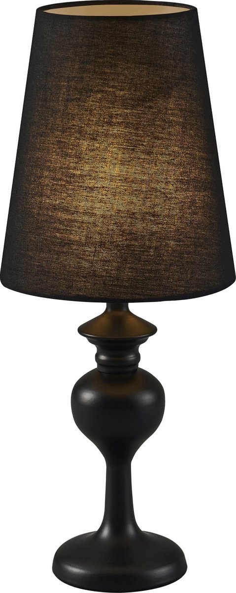 Teamson Home - Colton Metaal Tafellamp - Zwart Weefsel Lampenkap - Zwart Lampvoet - TH-L00007