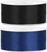 Bellatio Decorations 2x rollen satijn sierlint 2.5 cm x 25 meter donkerblauw en zwart
