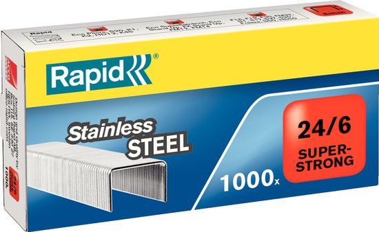 Rapid SuperStrong Staples 24/6mm - 1000 Pieces - Stainless Steel