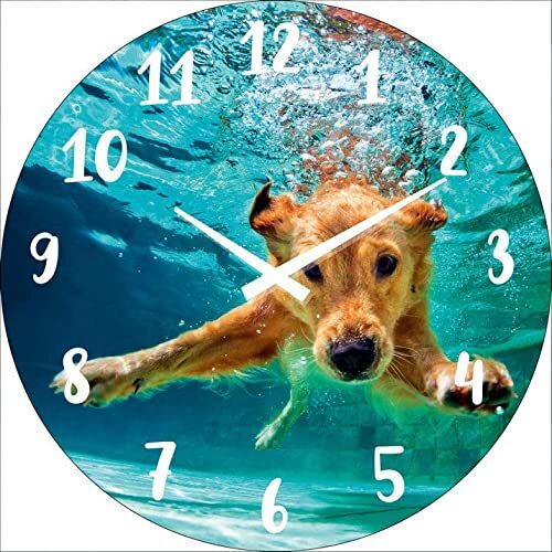 BUVU VM21BU008 Glazen wandklok, onderwater voor hond