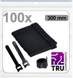 TRU COMPONENTS T24CA098 Klittenband kabelbinder Om te bundelen Haak- en lusdeel (l x b) 300 mm x 14 mm Zwart 100 stuk(s)