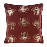 Eurofirany Karo Decoratieve Kussenhoes 45x45cm met Gouden Bijenprint op Velours