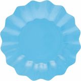 Givi Italia Feestbordjes/gebaksbordjes - schulprand - 8x - turquoise blauw - rond - papier/karton - 21 cm - kinderfeestje