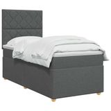 vidaXL Boxspringbed met matras Donkergrijs 90 x 200 cm Stof