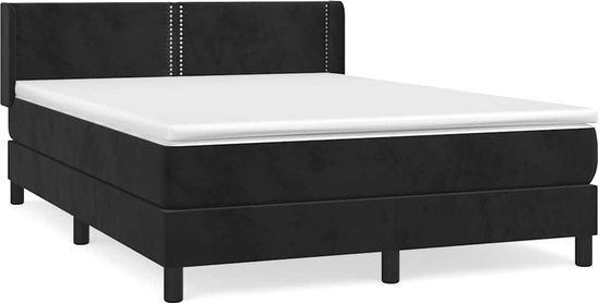 vidaXL Boxspring met matras fluweel zwart 140x190 cm