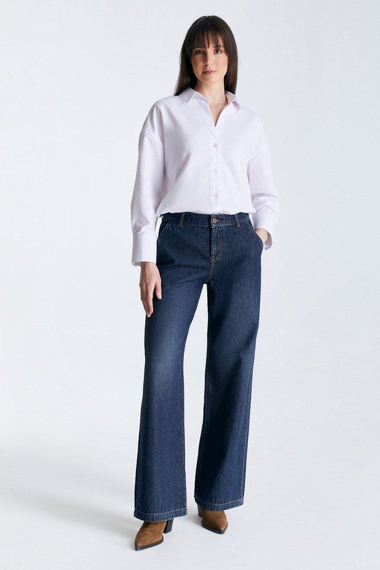 Cup of Joe Denim Maxine Wide Leg Jeans - W33 x L30 - High Waist - Blauw