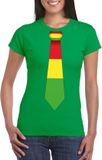 Bellatio Decorations Shoppartners Bv Groen t-shirt met Limburgse kleuren stropdas dames - Carnaval shirts XS