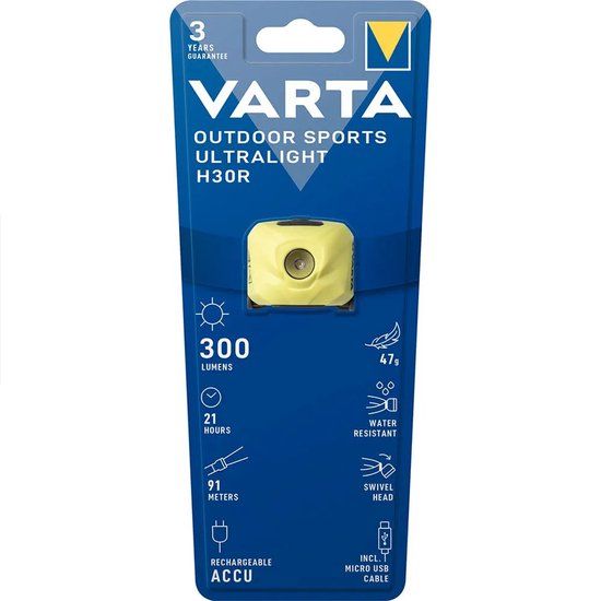 Varta Outdoor Sports Ultralight H30R Hoofdlamp - Lime