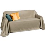 Beautissu Romantica deken 210x280cm, bankdeken in suède-look als banksprei, overtrek voor sofa in lederlook, armstoel en bed, sofa decken plaid in natuur