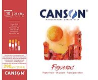 Canson Figueras Oliepapier, linnennerf, 290 g/m², blok gelijmd aan de lange zijde, 38 x 46 cm, wit, 10 vellen