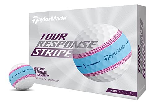 TaylorMade TaylorMade Golf Tour Response Stripe Ball Blauw/Roze Dozijn